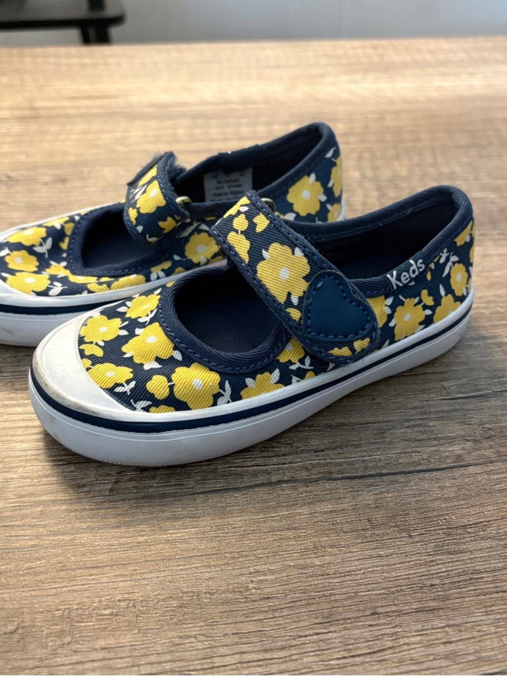 Keds Size 6m Toddler Harper Mary Jane shoes navy blue canvas yellow floral